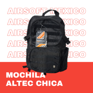 Mochila Táctica Compacta Altec negra vista frontal – Airsoft México