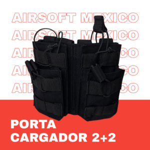Porta Cargador Táctico 2+2 MOLLE negro sin tapa – Altec Airsoft México